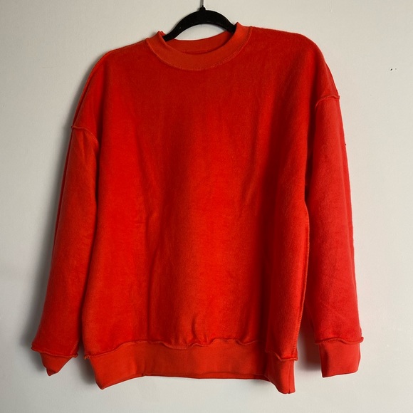 NEW Cherish  Tomato cotton long sleeve  Crew neck Fleece Lined Sweatshirt - Picture 7 of 8